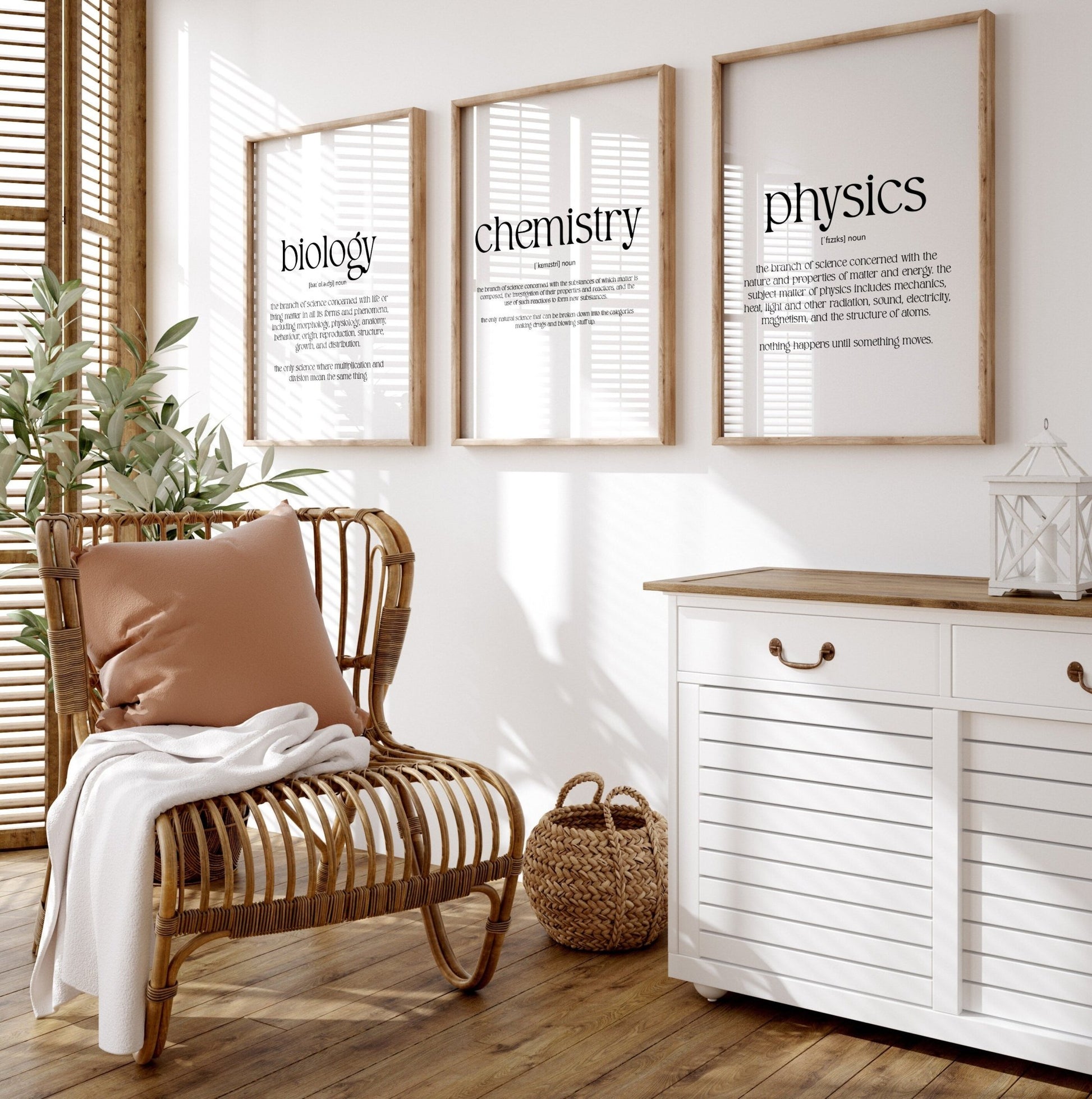 Chemistry, Physics. Biology Set Of 3 Definition Prints - Magic Posters