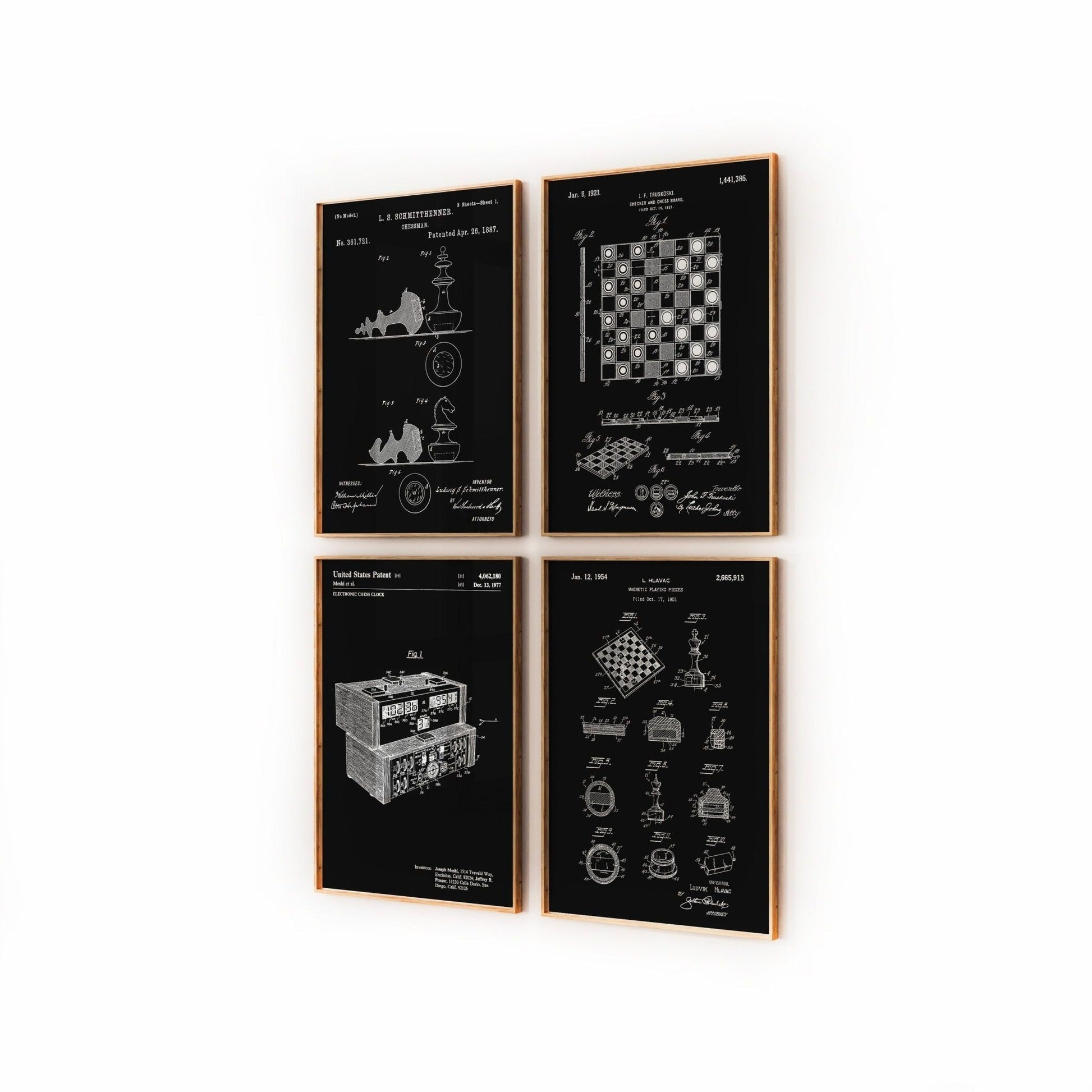 Chess Set Of 4 Patent Prints - Magic Posters