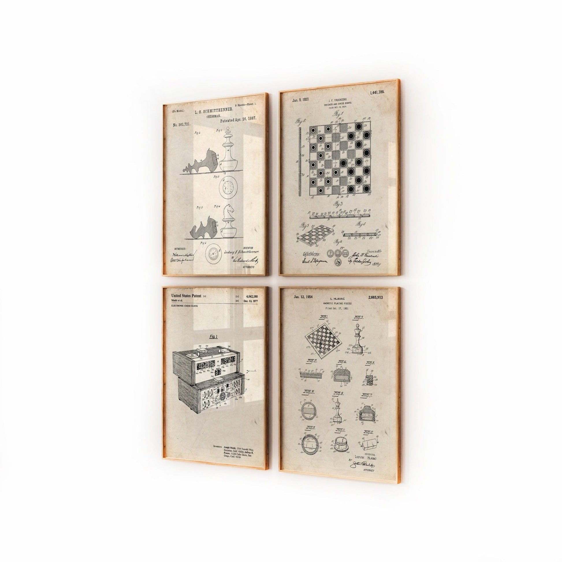 Chess Set Of 4 Patent Prints - Magic Posters