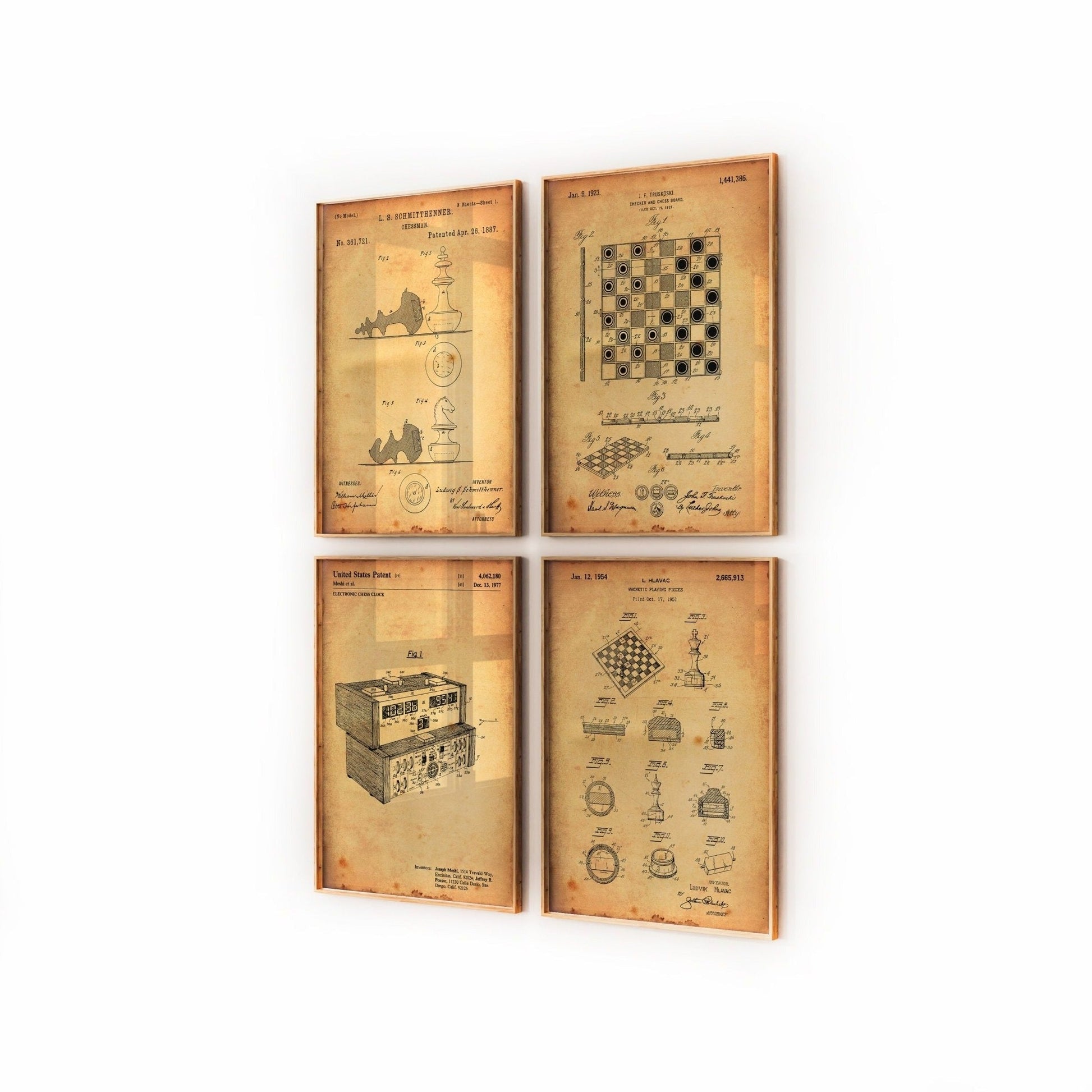 Chess Set Of 4 Patent Prints - Magic Posters