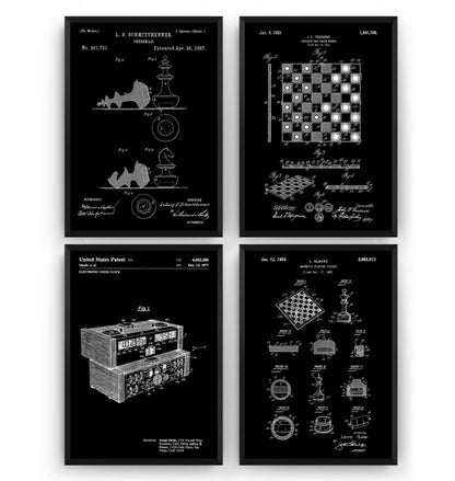 Chess Set Of 4 Patent Prints - Magic Posters