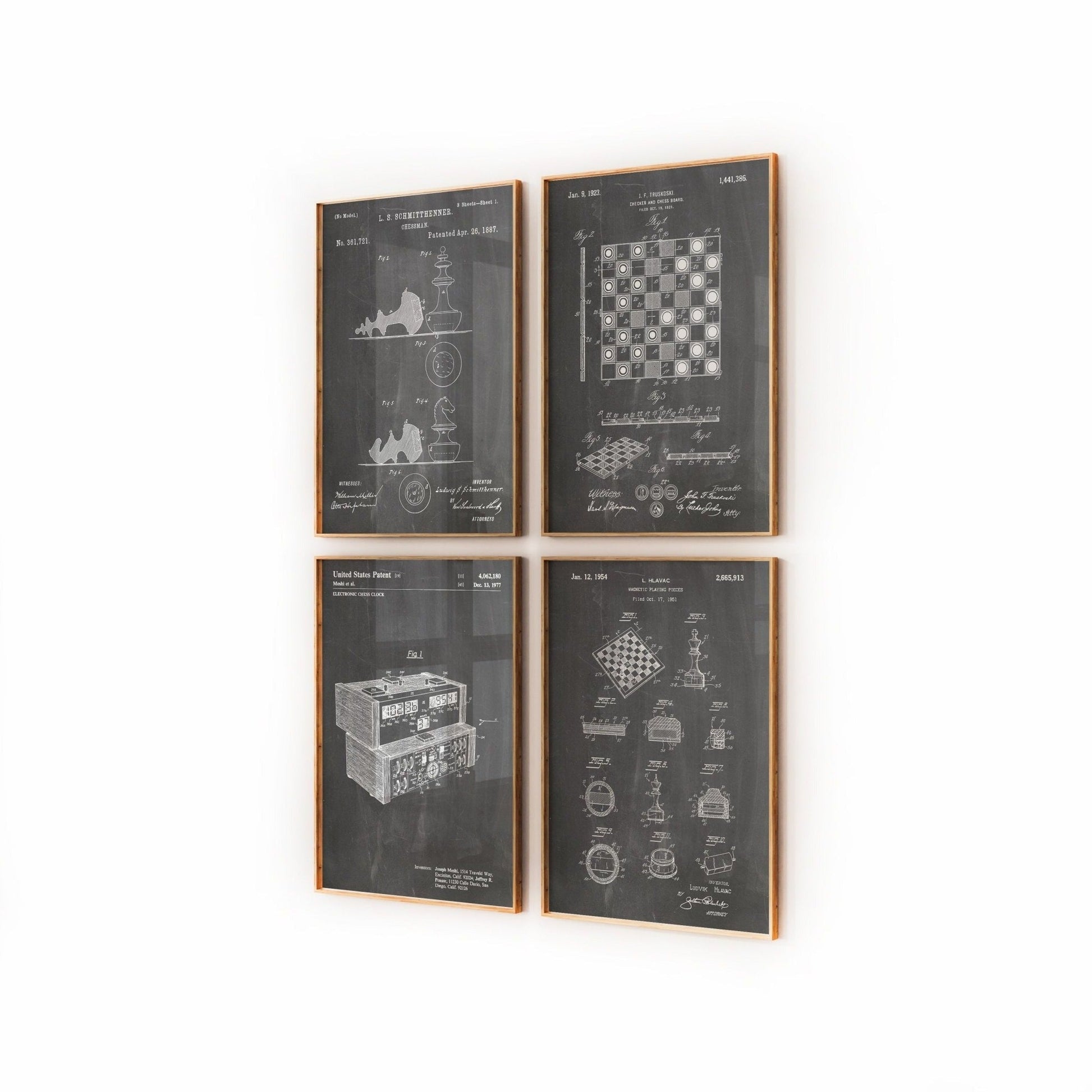 Chess Set Of 4 Patent Prints - Magic Posters