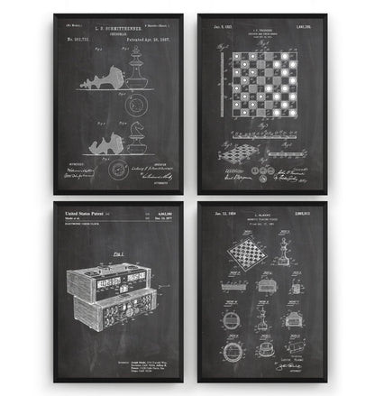 Chess Set Of 4 Patent Prints - Magic Posters