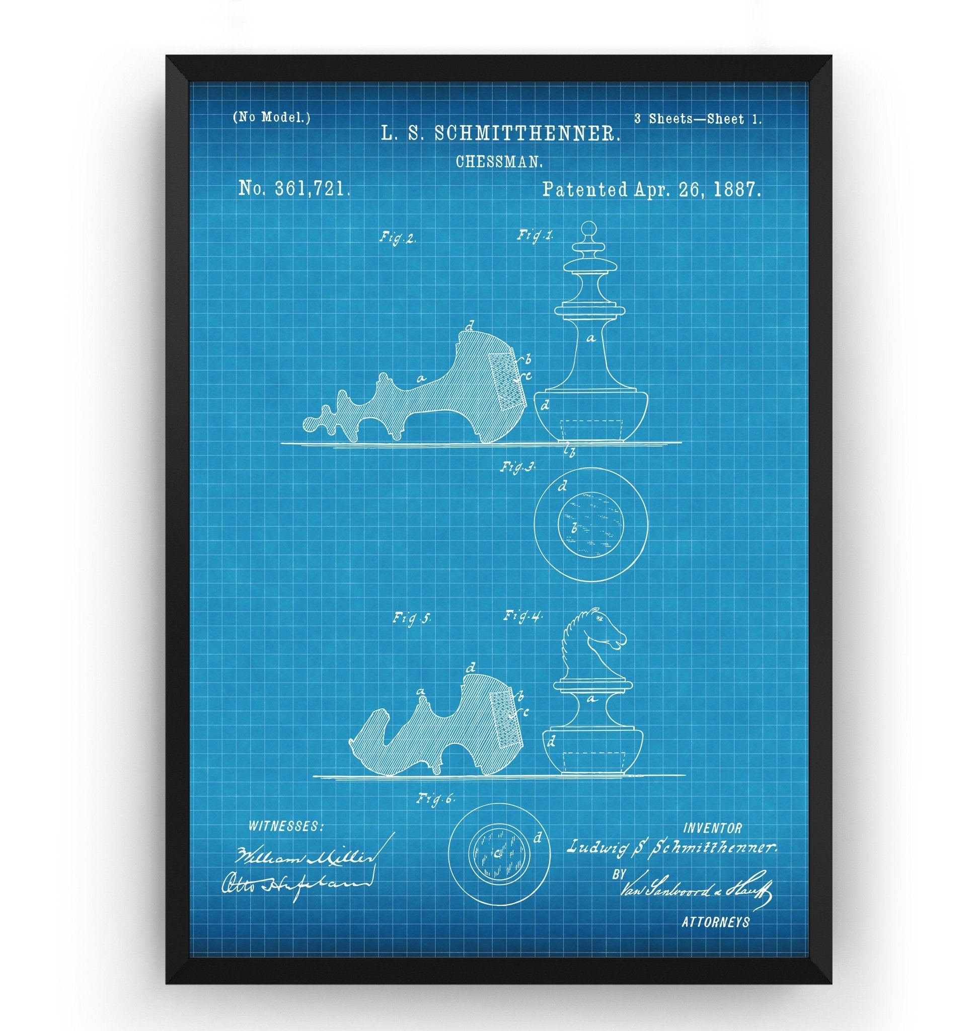 Chessman 1887 Patent Print - Magic Posters