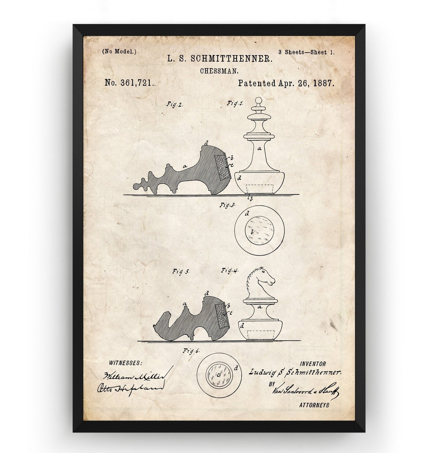 Chessman 1887 Patent Print - Magic Posters