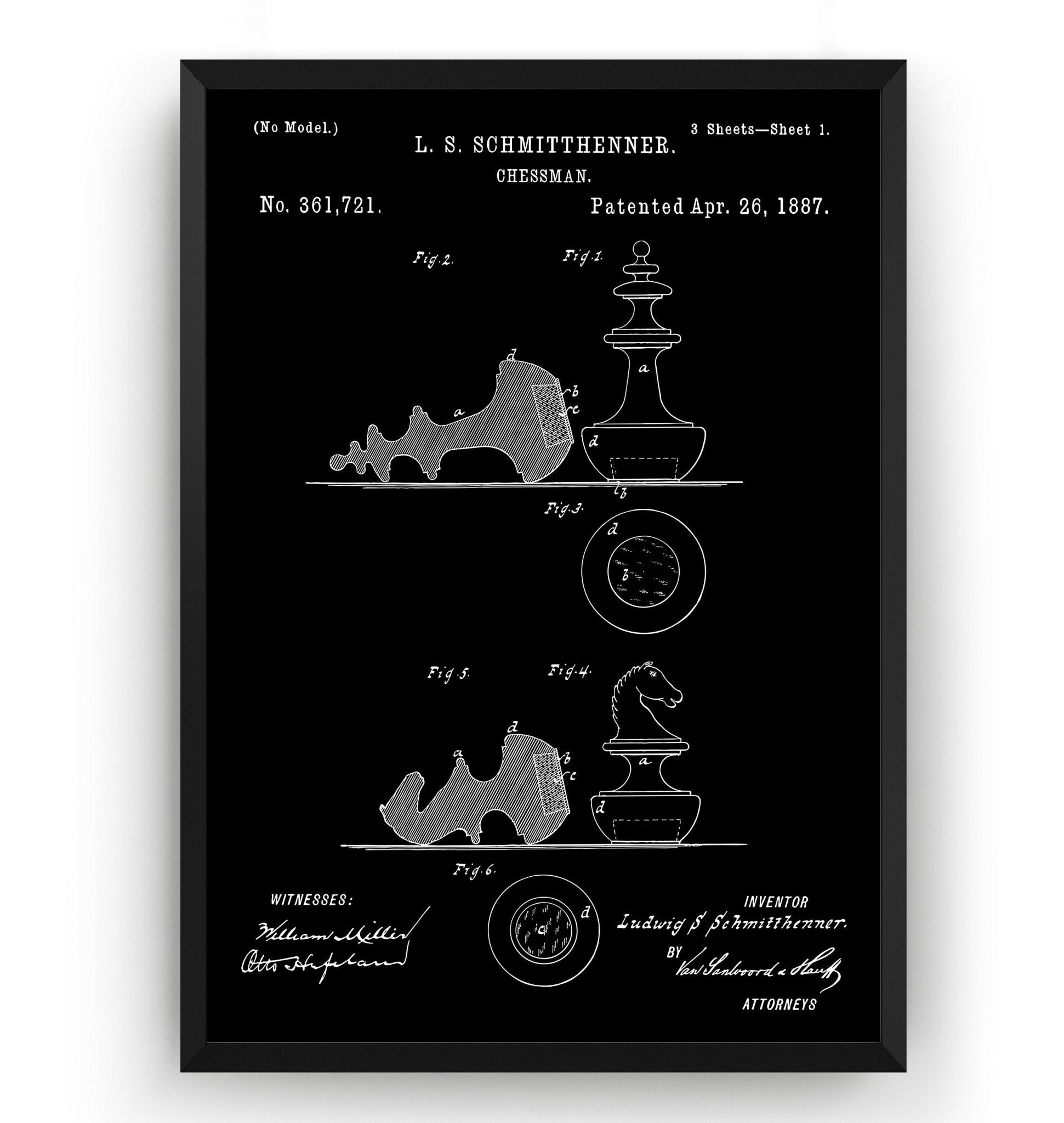 Chessman 1887 Patent Print - Magic Posters