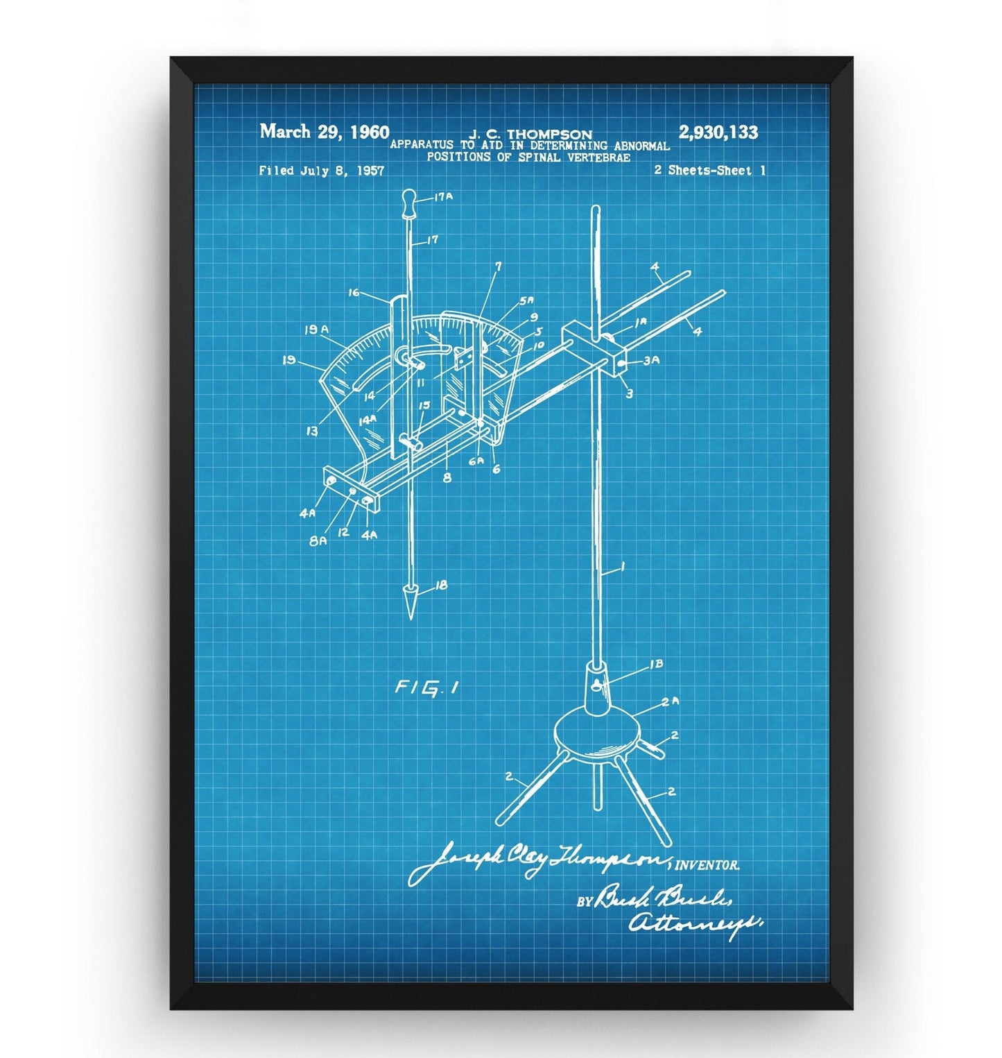 Chiropractic Treatment Table Apparatus 1960 Patent Print - Magic Posters