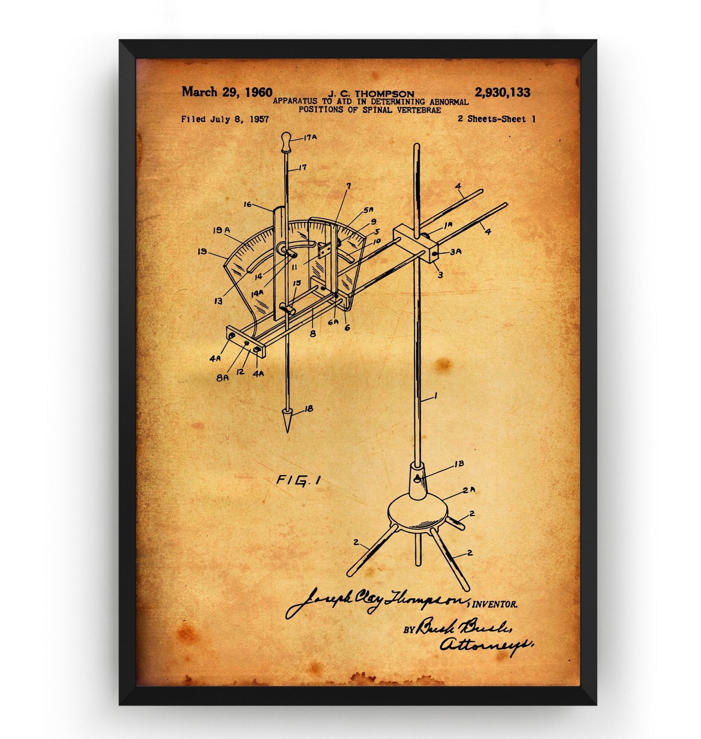 Chiropractic Treatment Table Apparatus 1960 Patent Print - Magic Posters