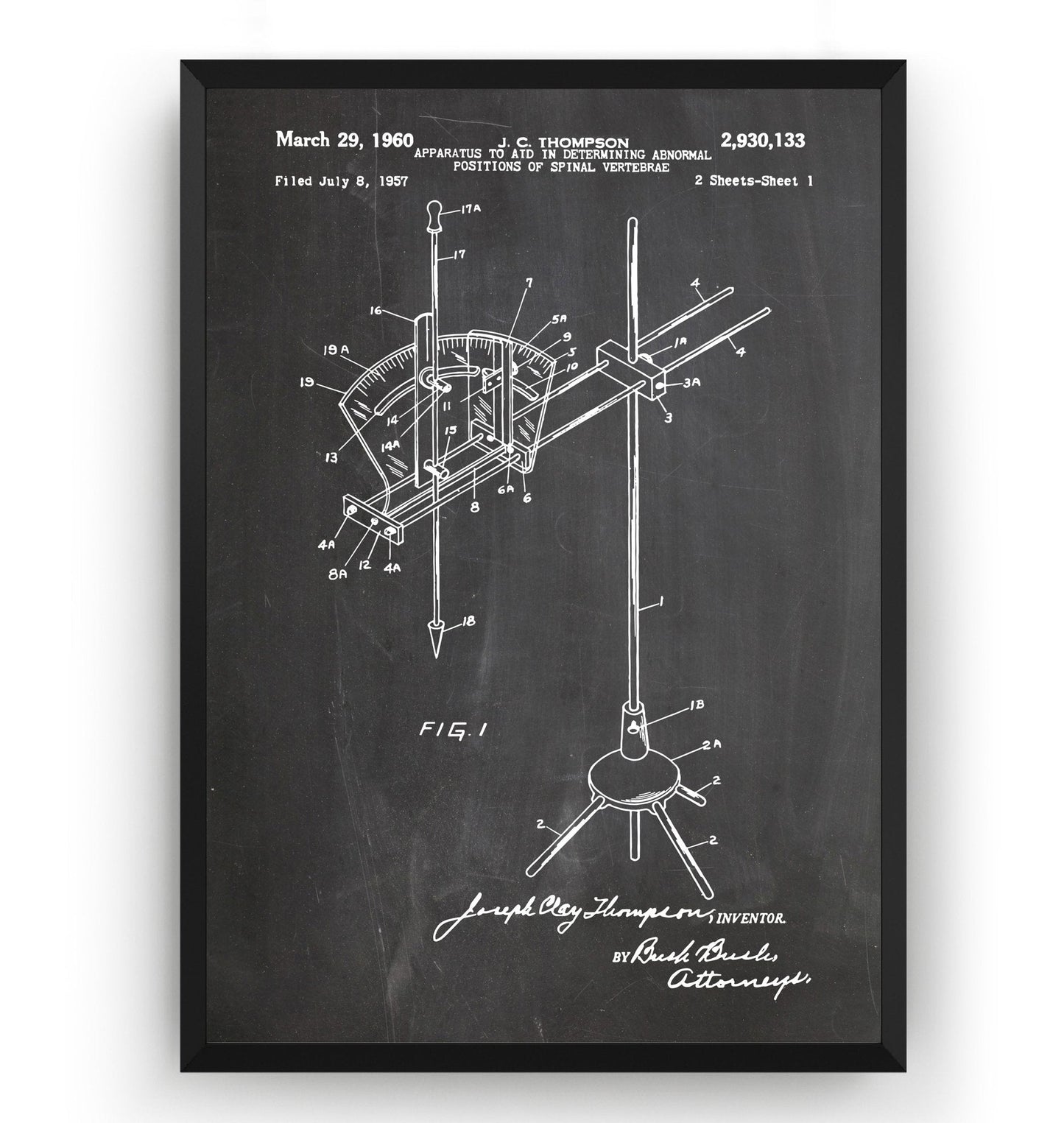 Chiropractic Treatment Table Apparatus 1960 Patent Print - Magic Posters