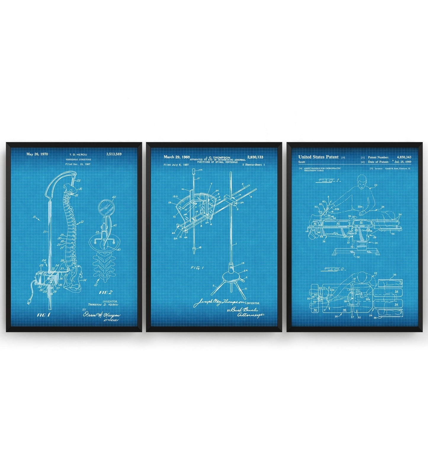 Chiropractor Set Of 3 Patent Prints - Magic Posters