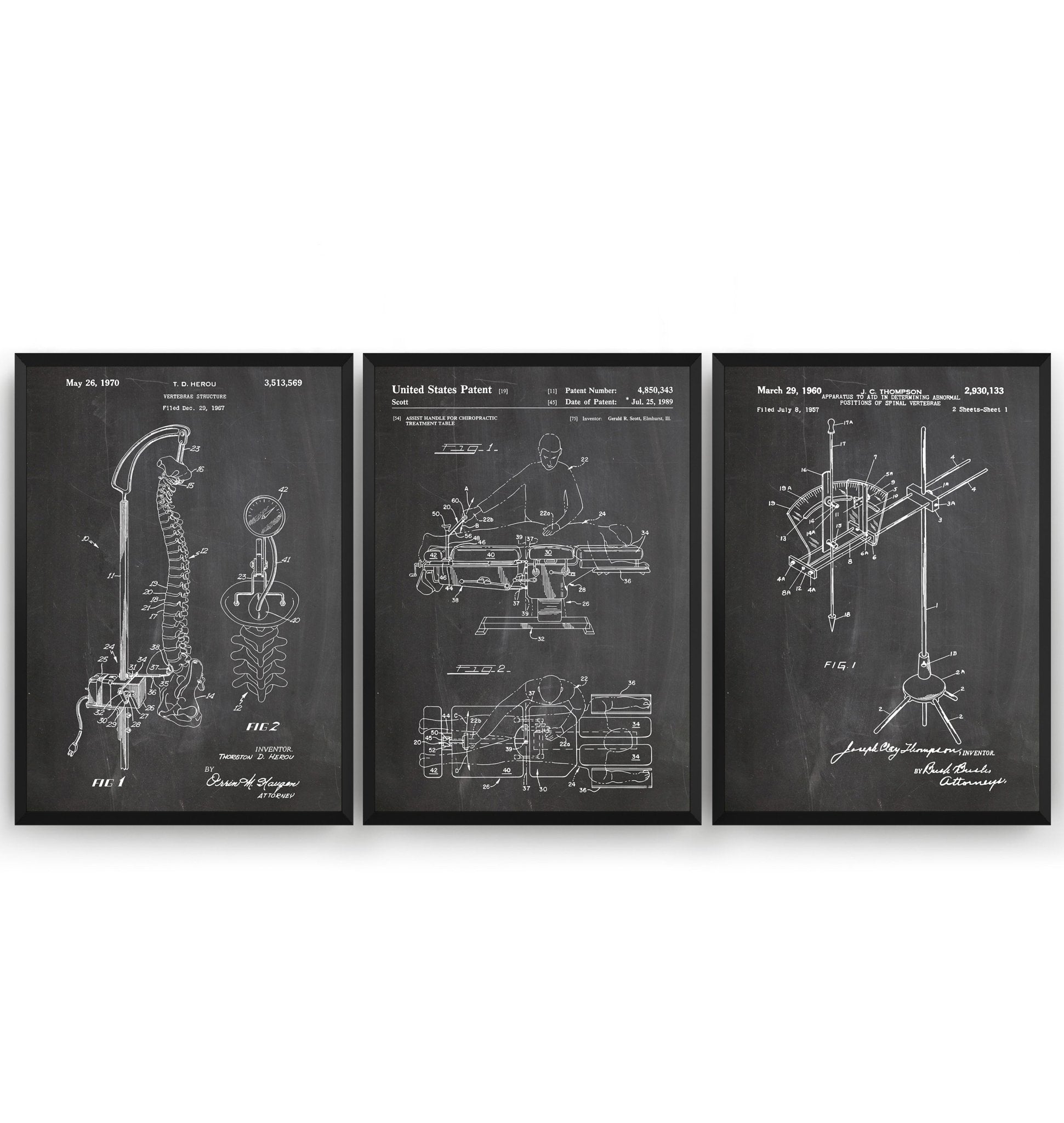 Chiropractor Set Of 3 Patent Prints - Magic Posters