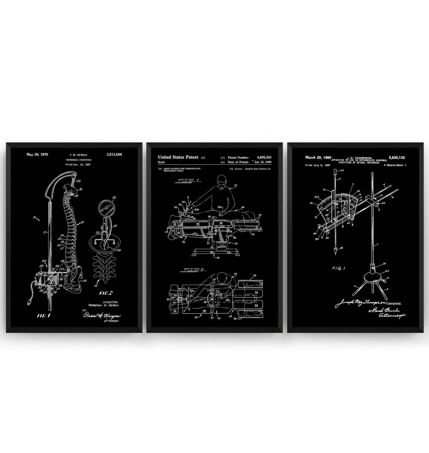 Chiropractor Set Of 3 Patent Prints - Magic Posters