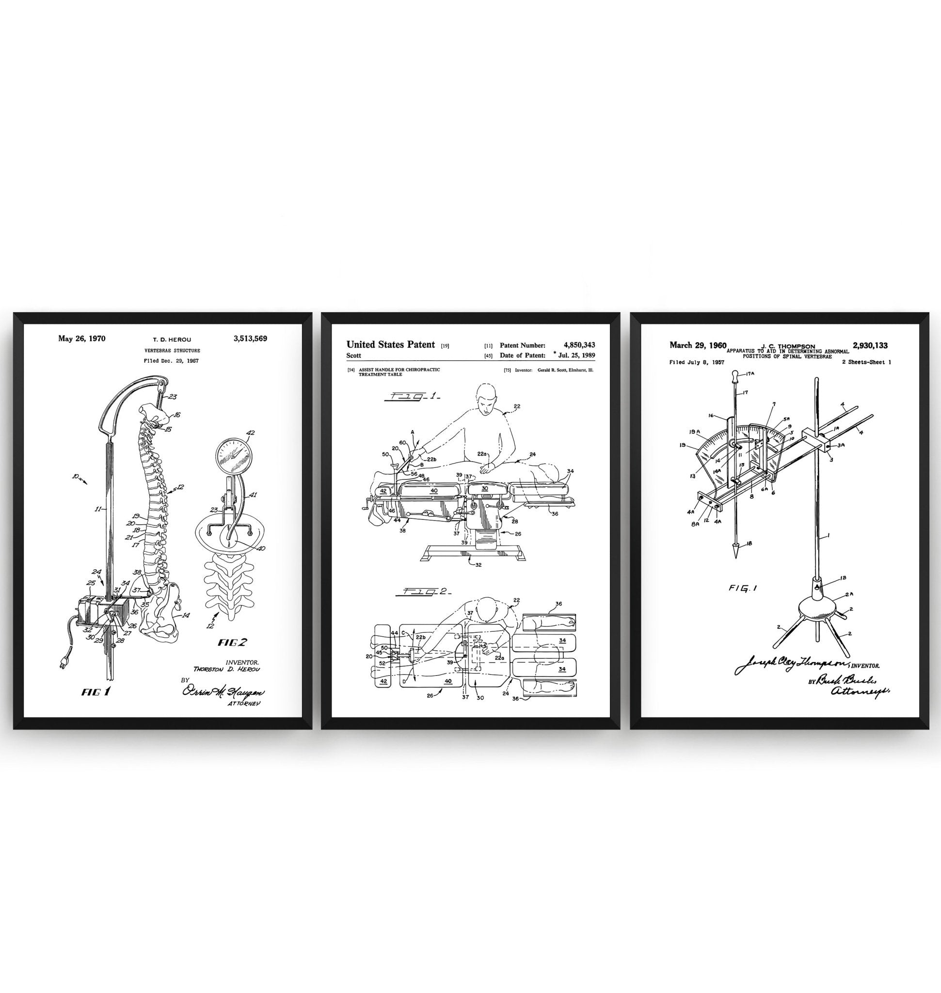 Chiropractor Set Of 3 Patent Prints - Magic Posters