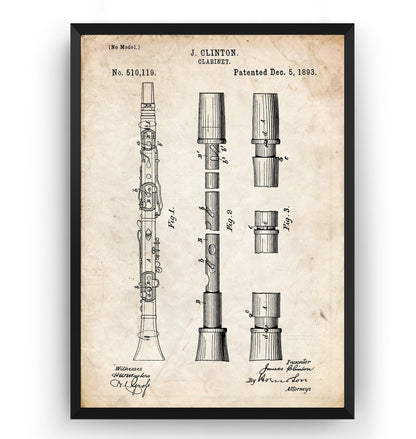 Clarinet 1893 Patent Print - Magic Posters