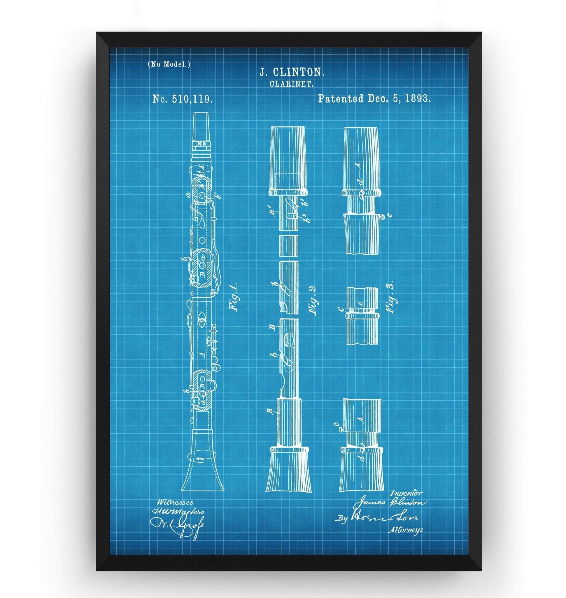 Clarinet 1893 Patent Print - Magic Posters