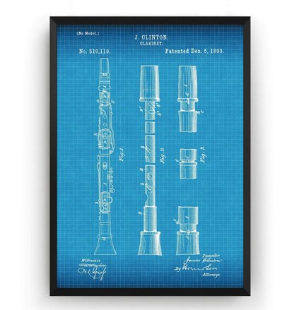 Clarinet 1893 Patent Print - Magic Posters