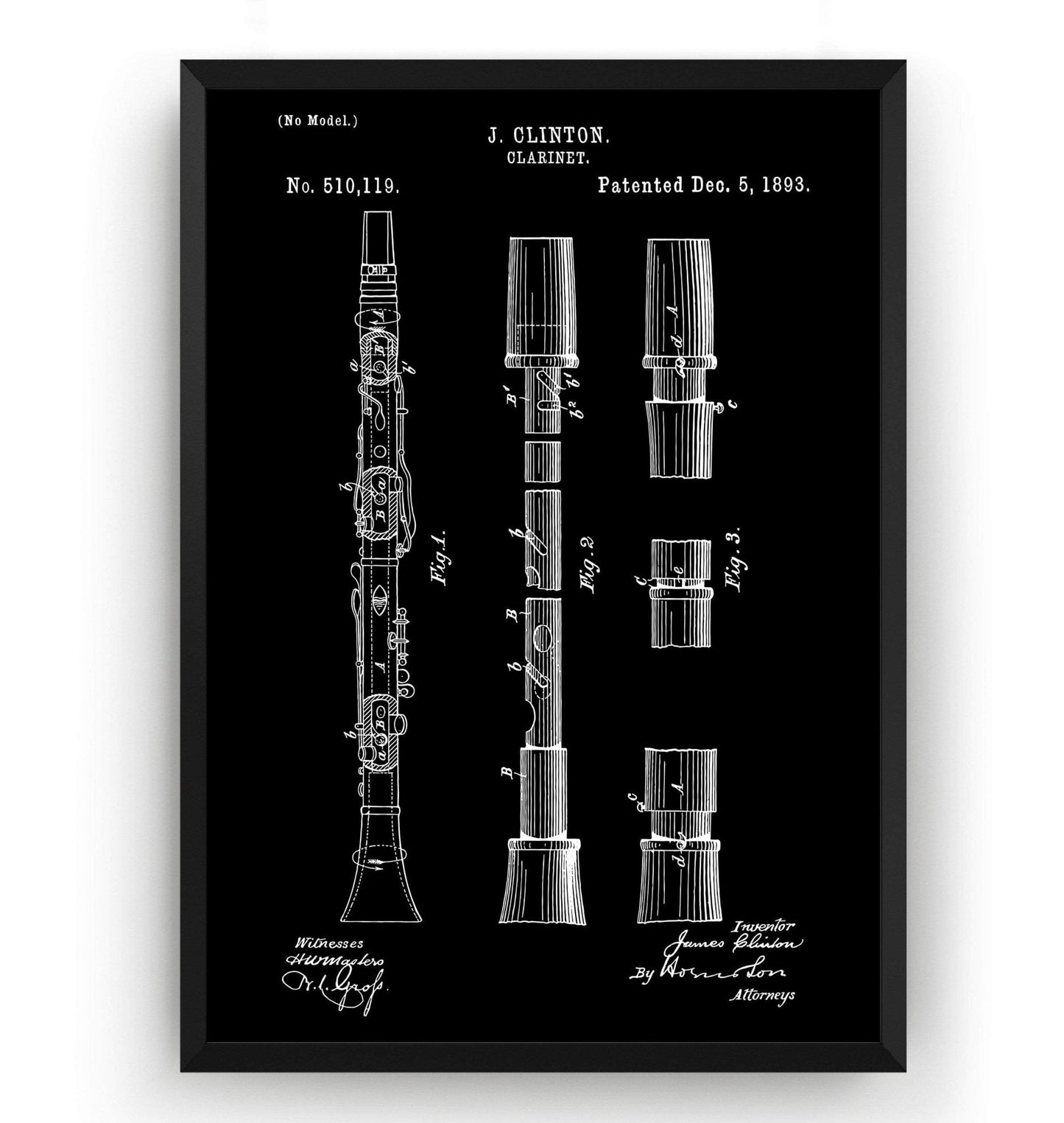 Clarinet 1893 Patent Print - Magic Posters