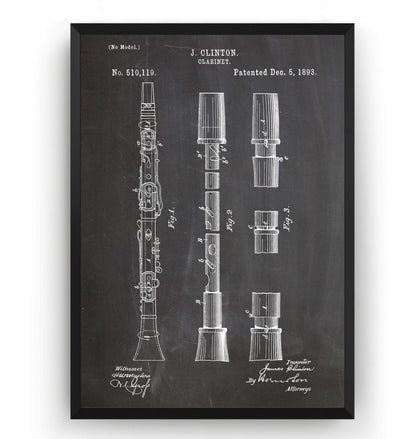 Clarinet 1893 Patent Print - Magic Posters