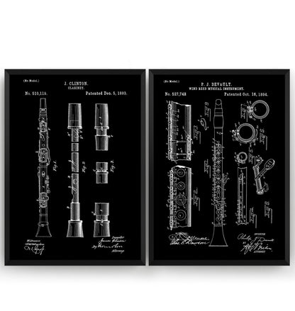 Clarinet Set Of 2 Patent Prints - Magic Posters