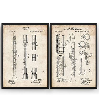 Clarinet Set Of 2 Patent Prints - Magic Posters