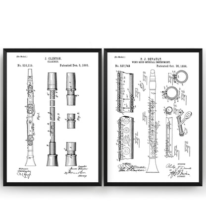 Clarinet Set Of 2 Patent Prints - Magic Posters