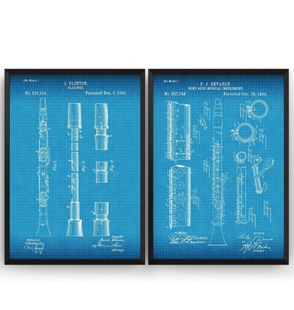 Clarinet Set Of 2 Patent Prints - Magic Posters