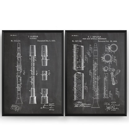 Clarinet Set Of 2 Patent Prints - Magic Posters