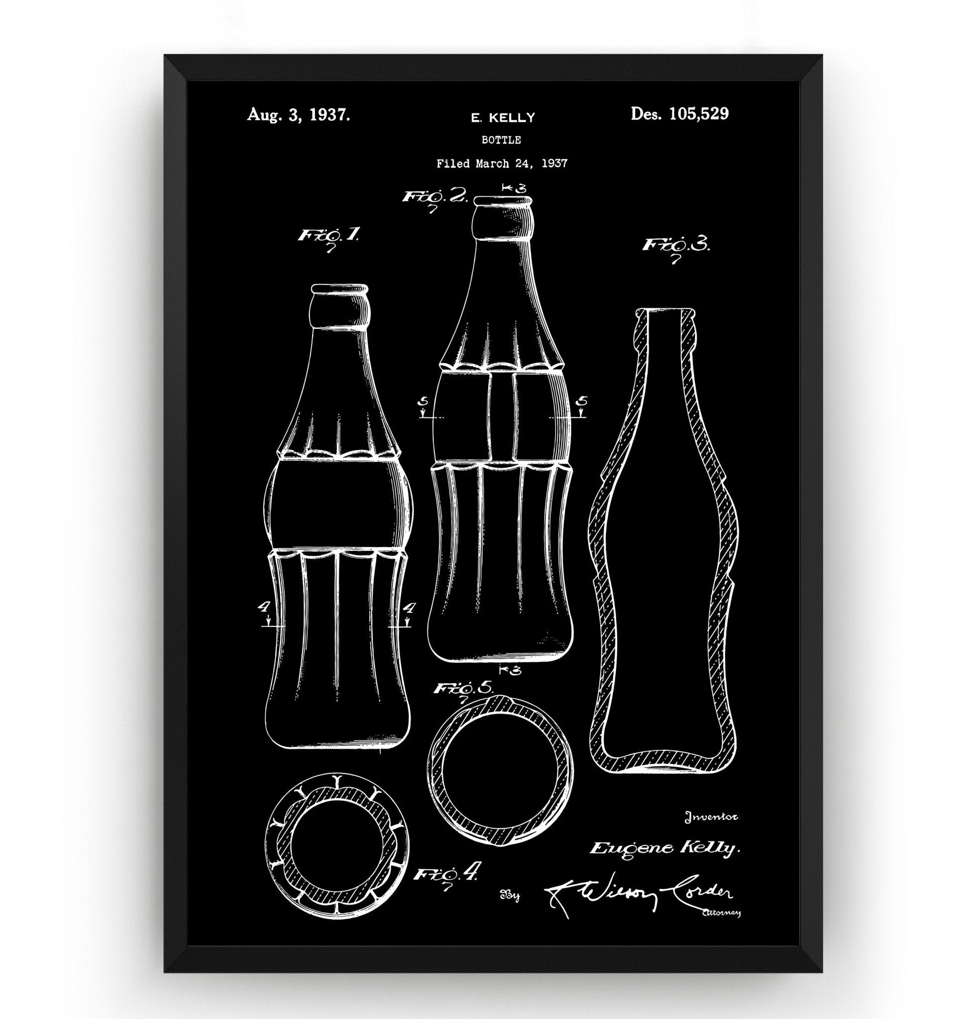 Coke Bottle 1937 Patent Print - Magic Posters