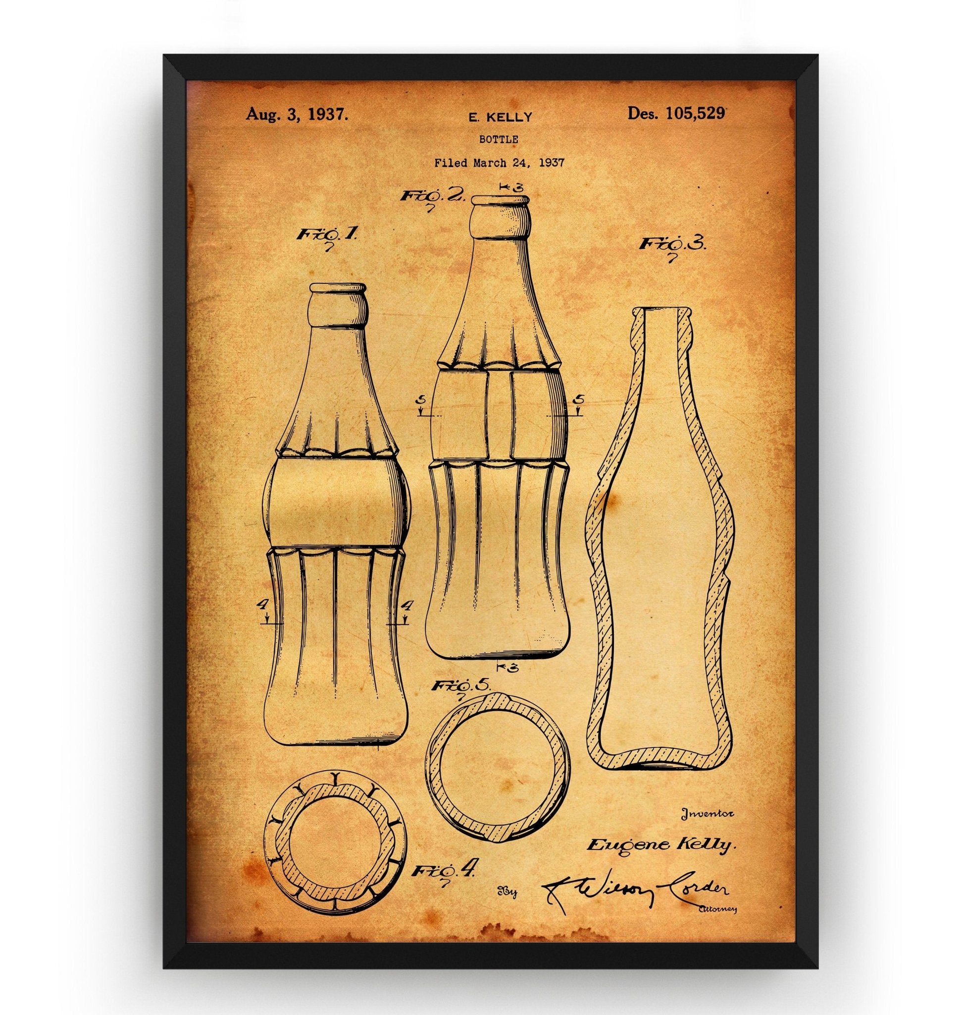 Coke Bottle 1937 Patent Print - Magic Posters