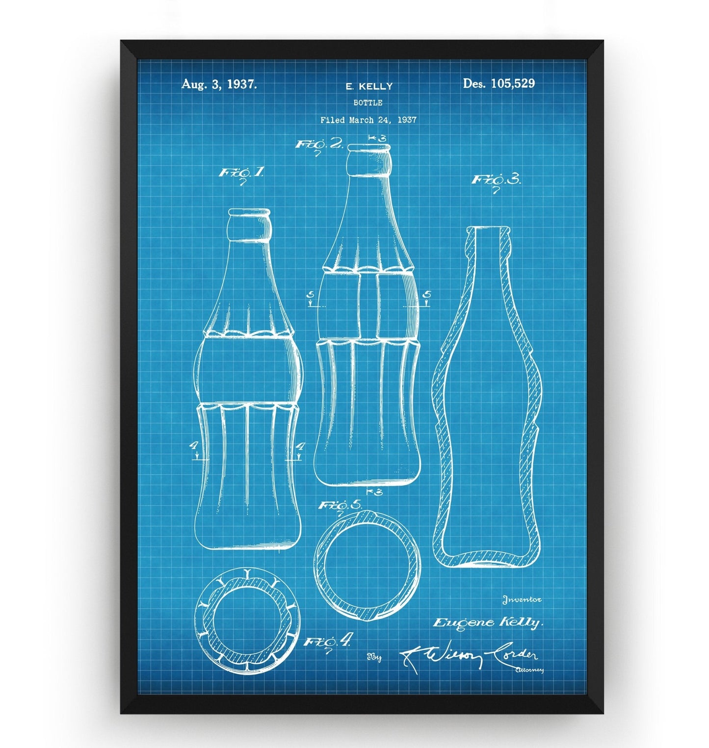 Coke Bottle 1937 Patent Print - Magic Posters