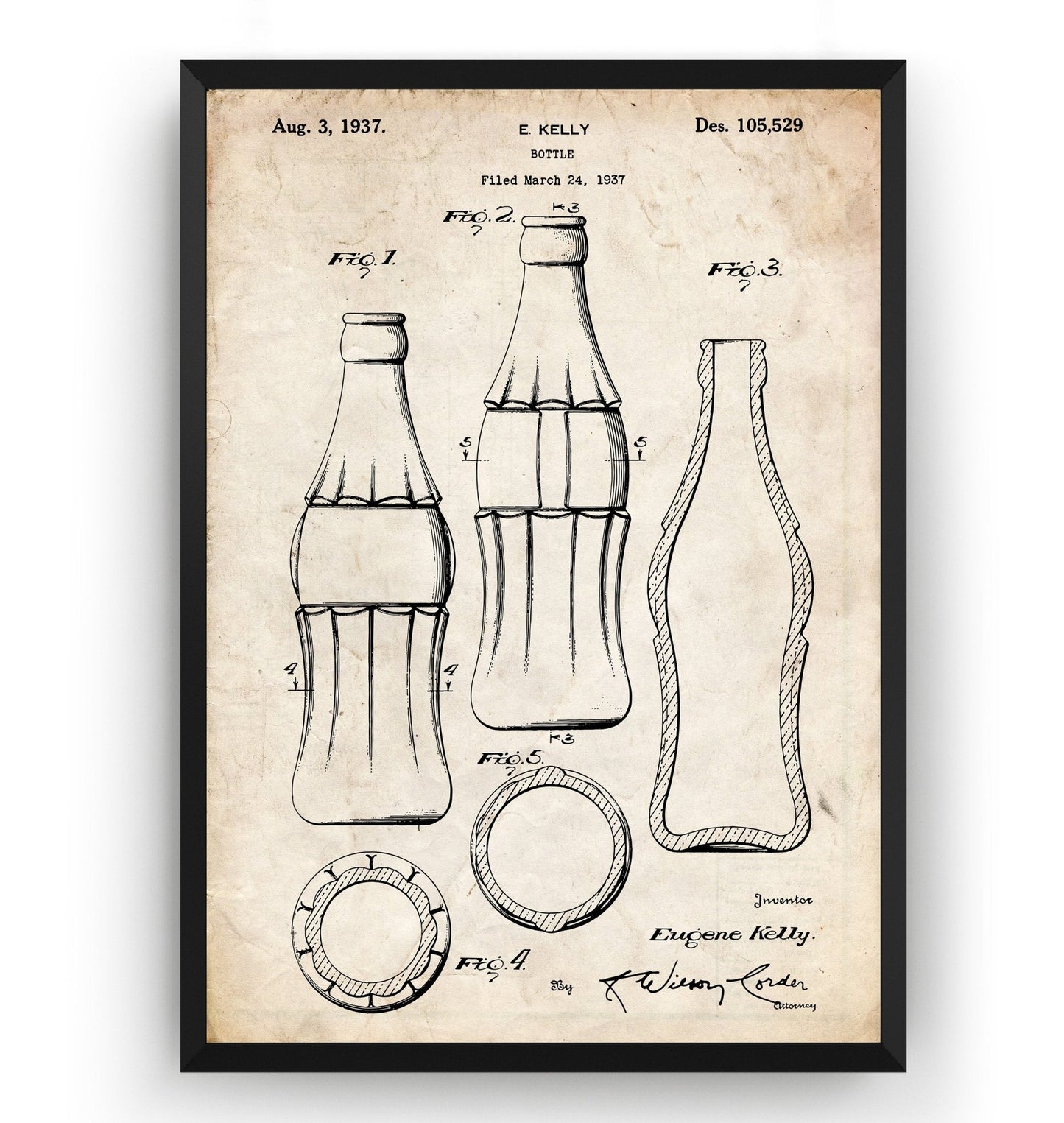 Coke Bottle 1937 Patent Print - Magic Posters