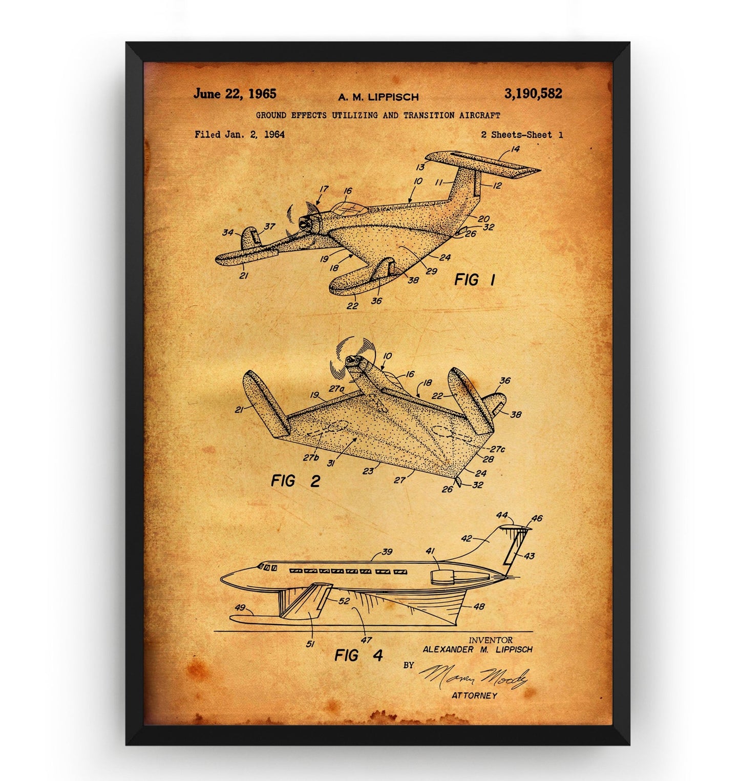 Collins X-112 Aircraft 1965 Patent Print - Magic Posters