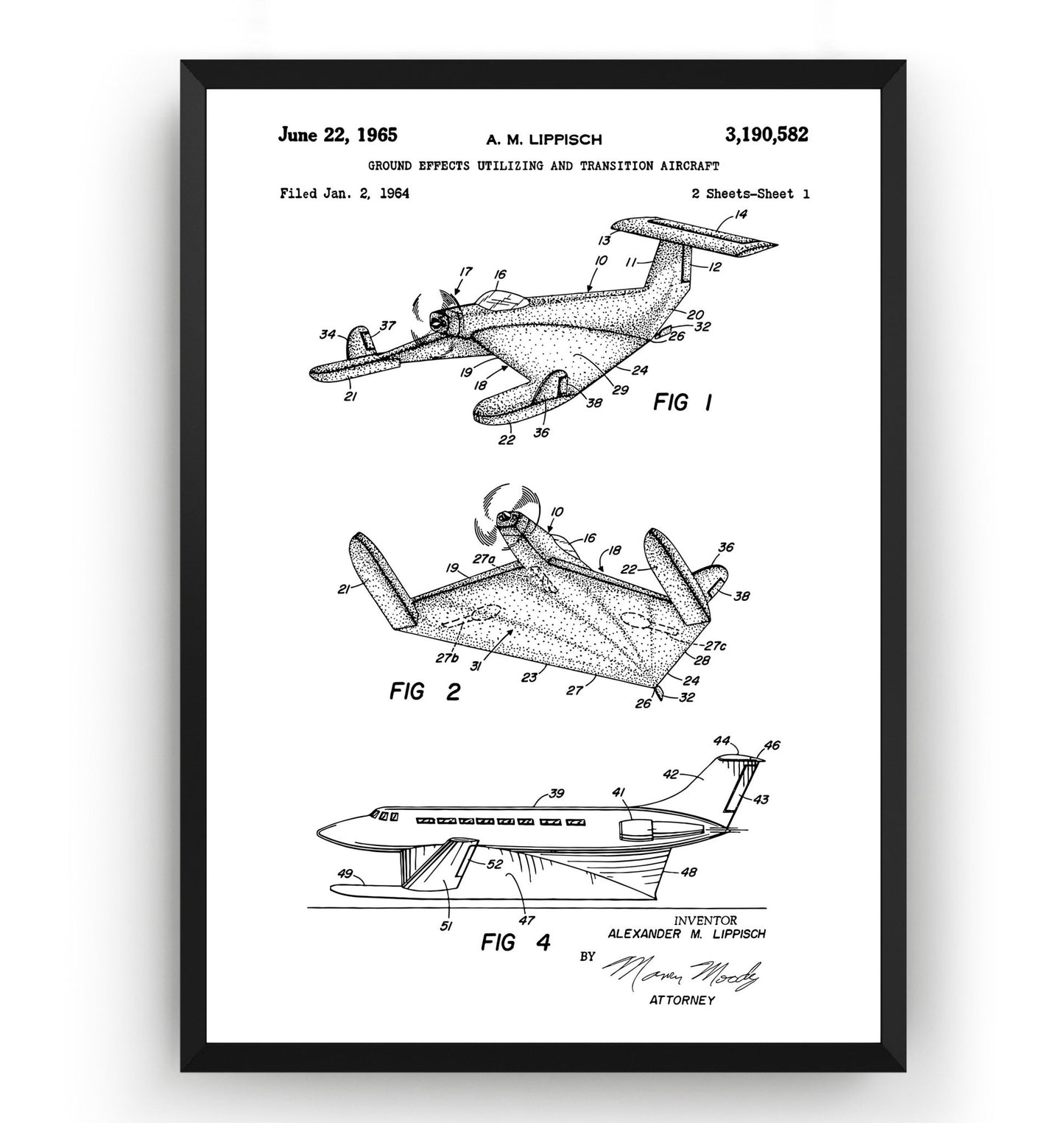 Collins X-112 Aircraft 1965 Patent Print - Magic Posters