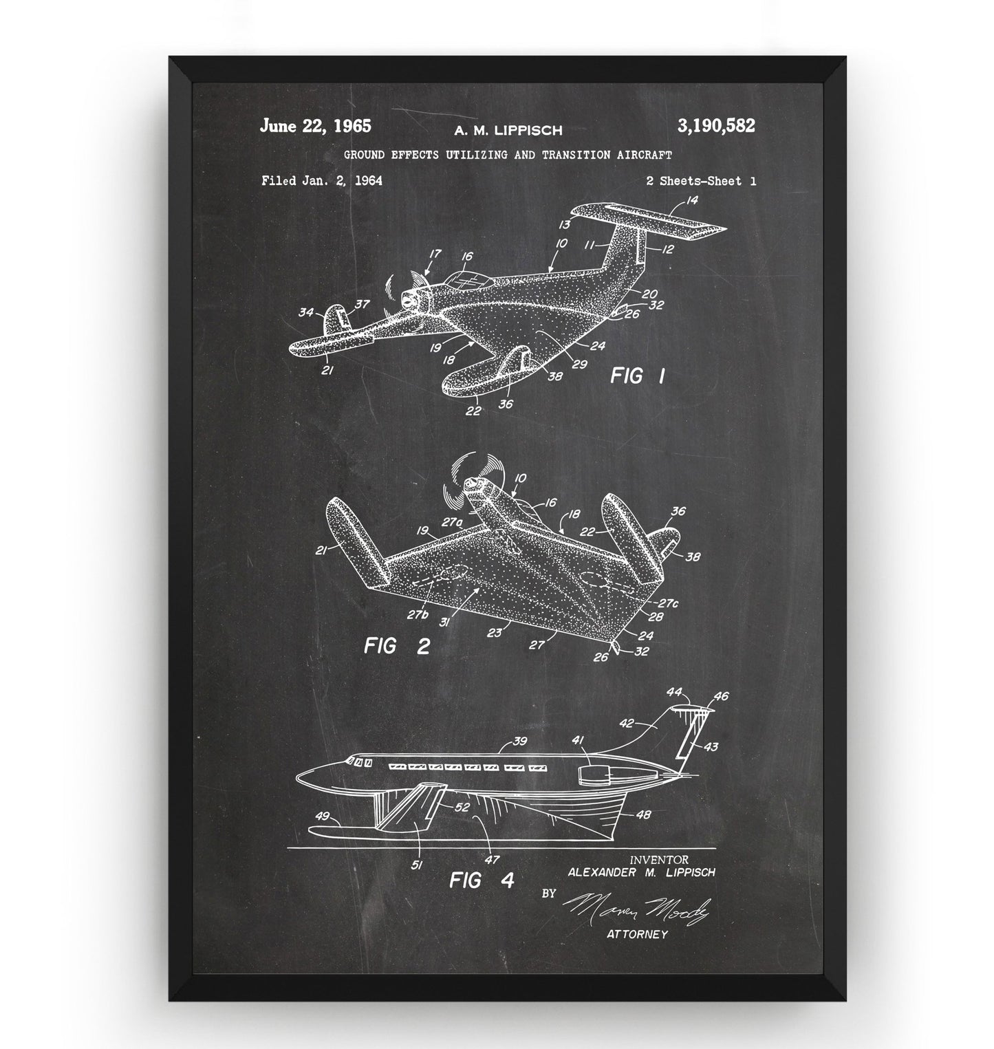 Collins X-112 Aircraft 1965 Patent Print - Magic Posters