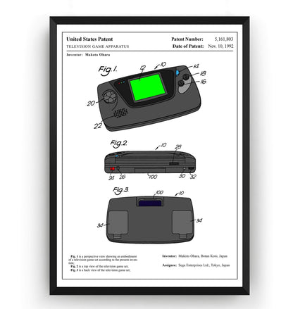 Colourised Game Gear Patent Print - Magic Posters