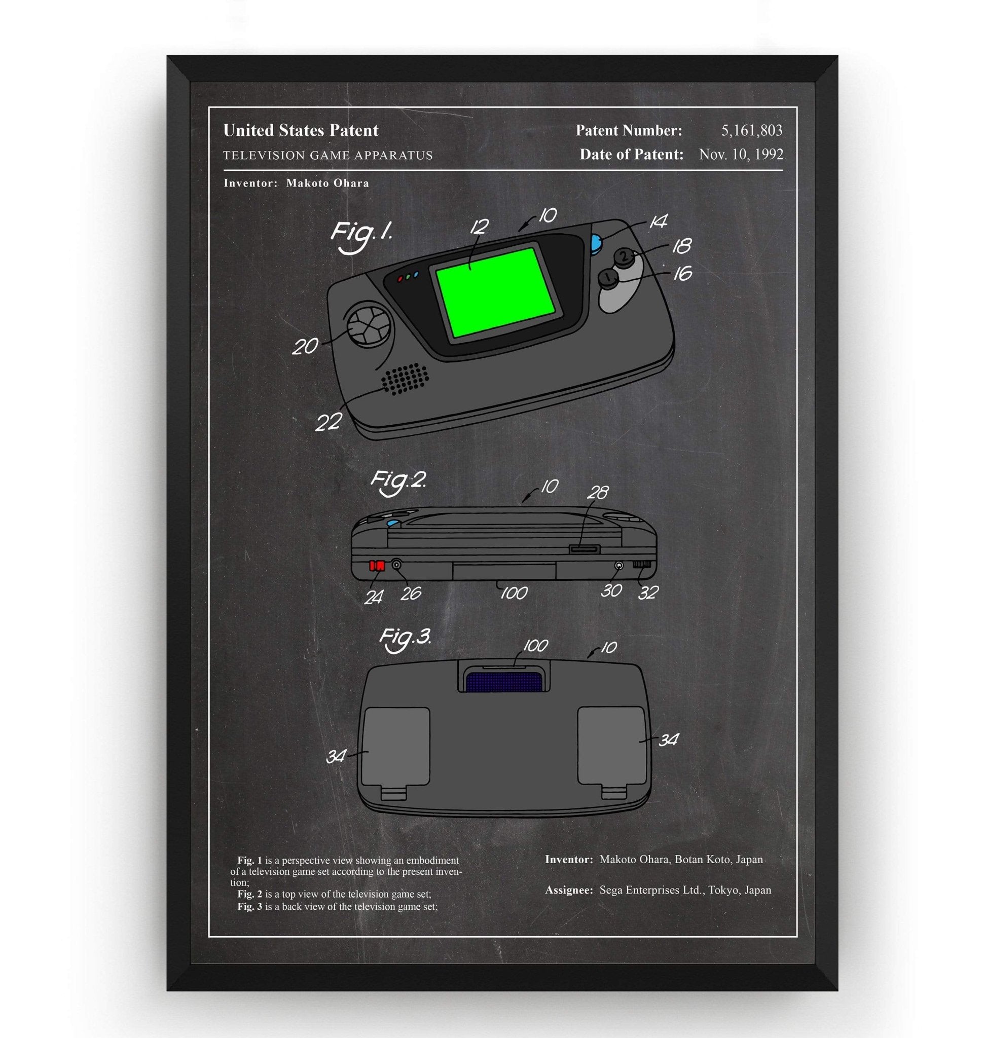 Colourised Game Gear Patent Print - Magic Posters