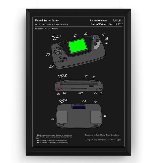 Colourised Game Gear Patent Print - Magic Posters