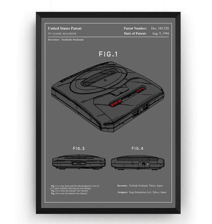 Colourised Mega Drive Patent Print - Magic Posters