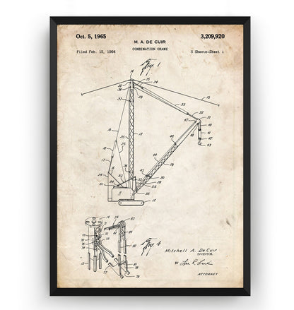 Combination Crane 1965 Patent Print - Magic Posters