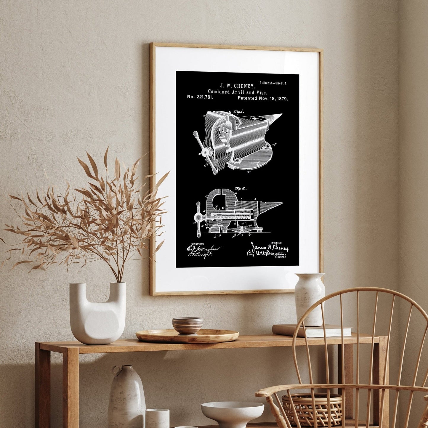 Combined Anvil And Vice 1883 Patent Print - Magic Posters