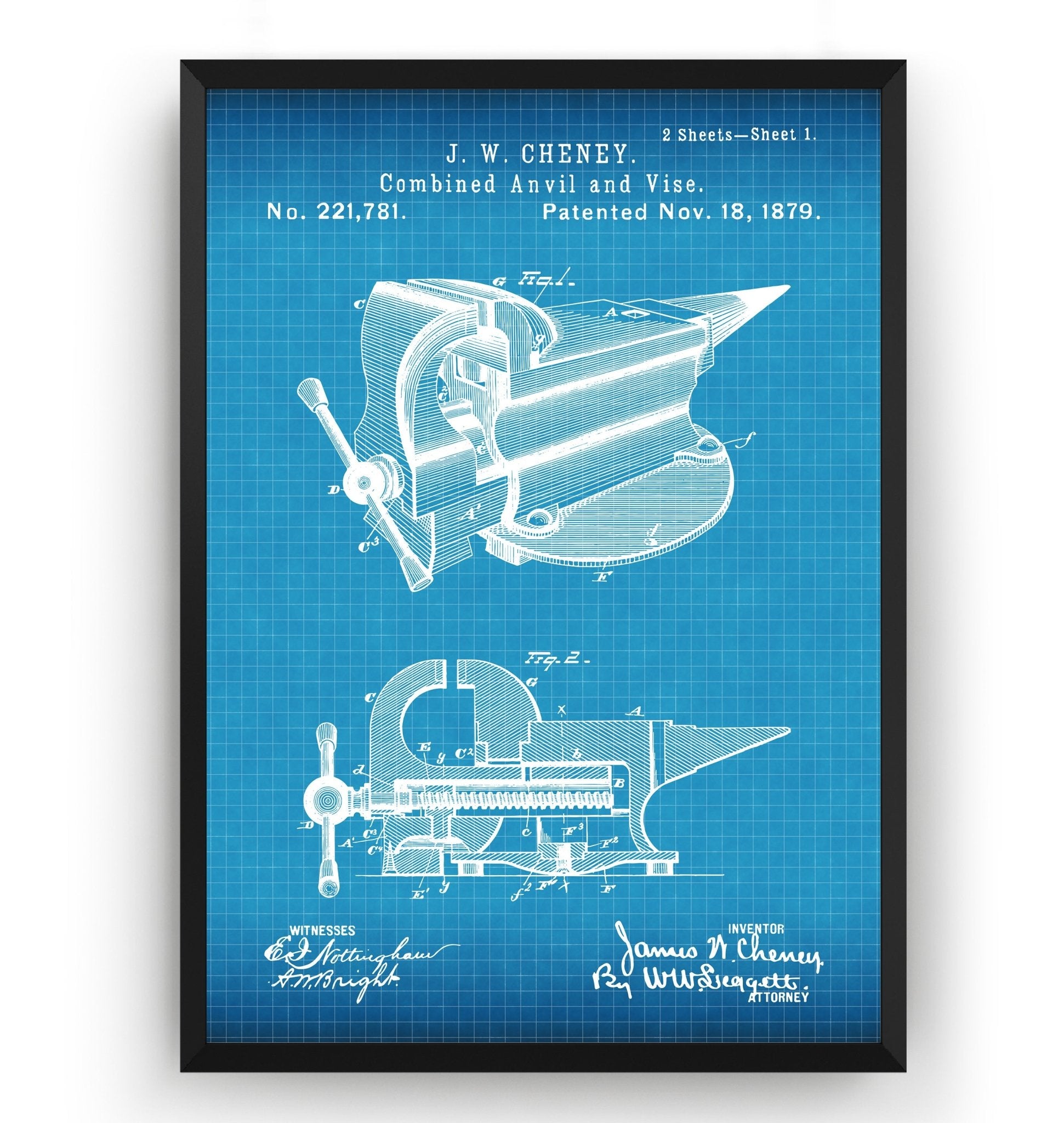 Combined Anvil And Vice 1883 Patent Print - Magic Posters