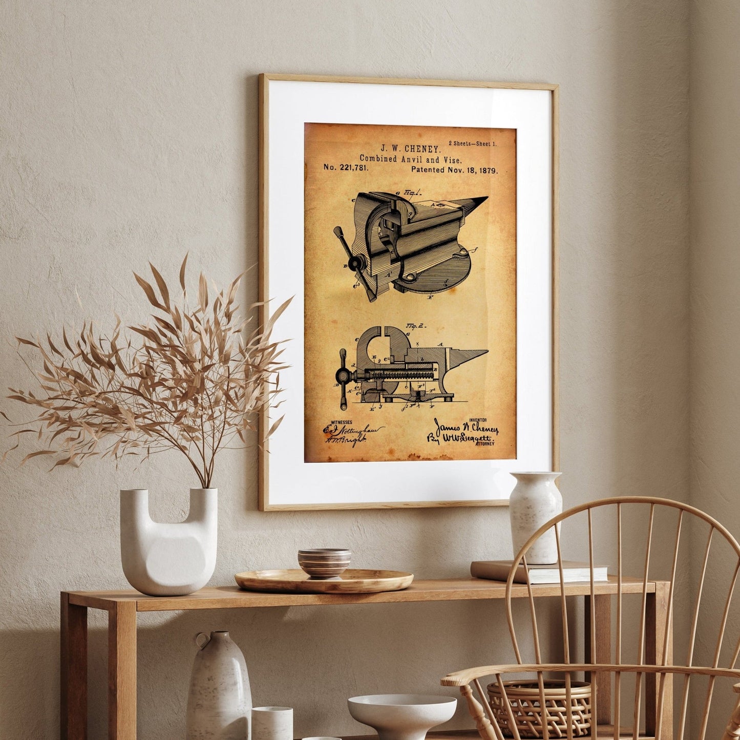 Combined Anvil And Vice 1883 Patent Print - Magic Posters