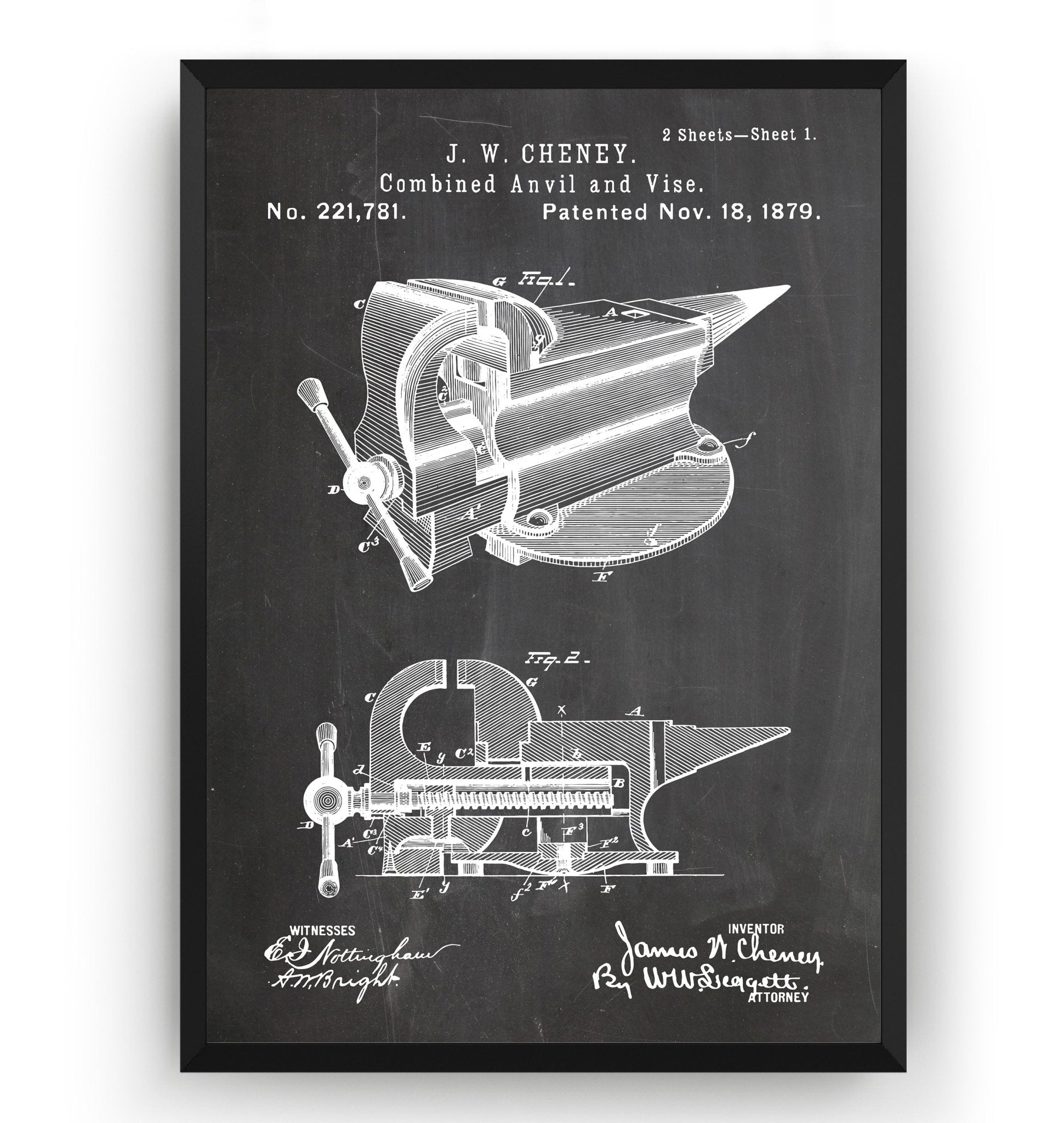 Combined Anvil And Vice 1883 Patent Print - Magic Posters