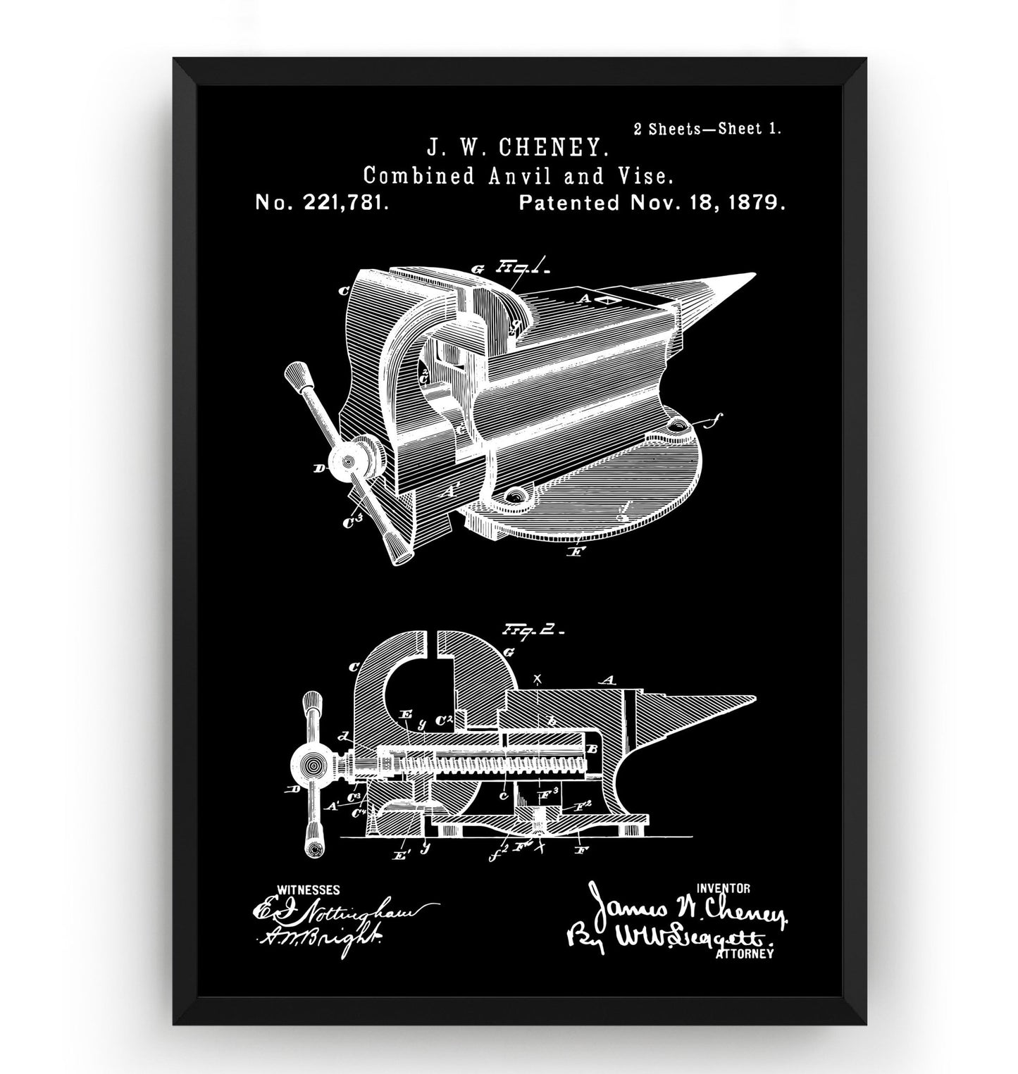 Combined Anvil And Vice 1883 Patent Print - Magic Posters