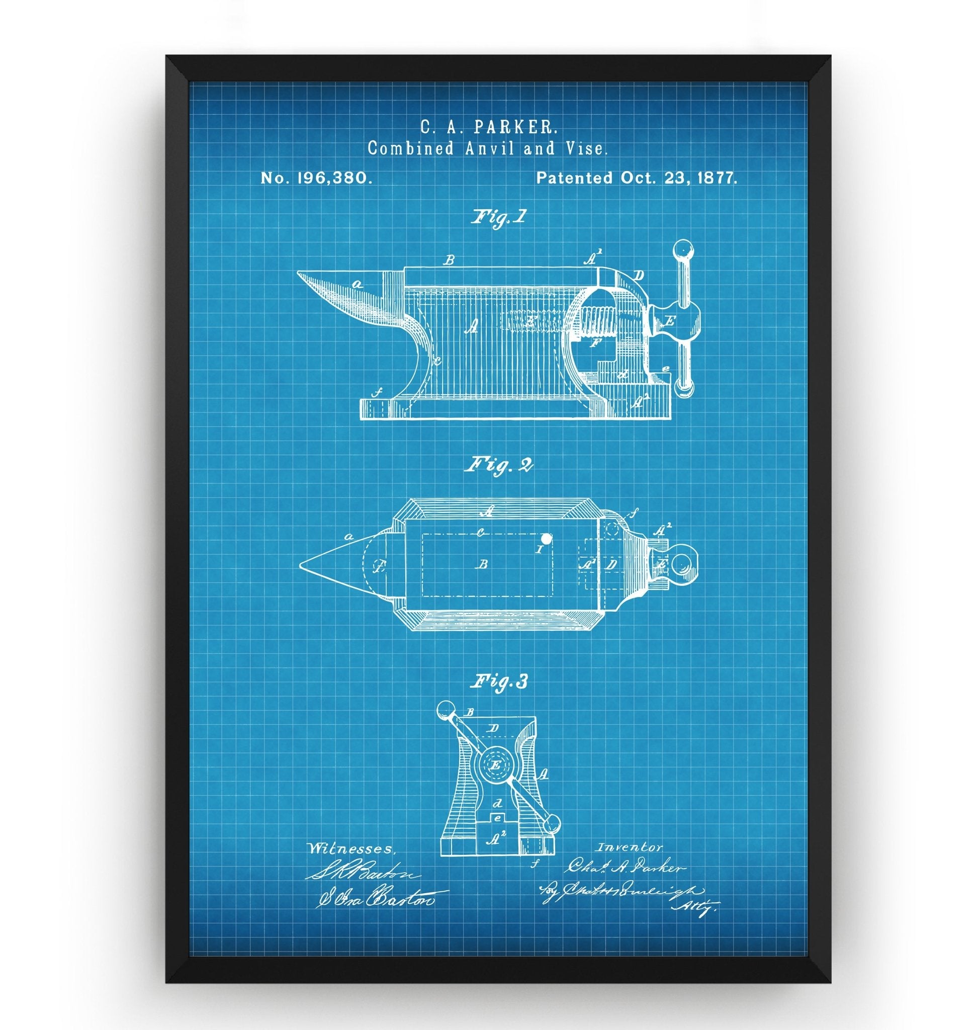 Combined Anvil And Vise 1877 Patent Print - Magic Posters