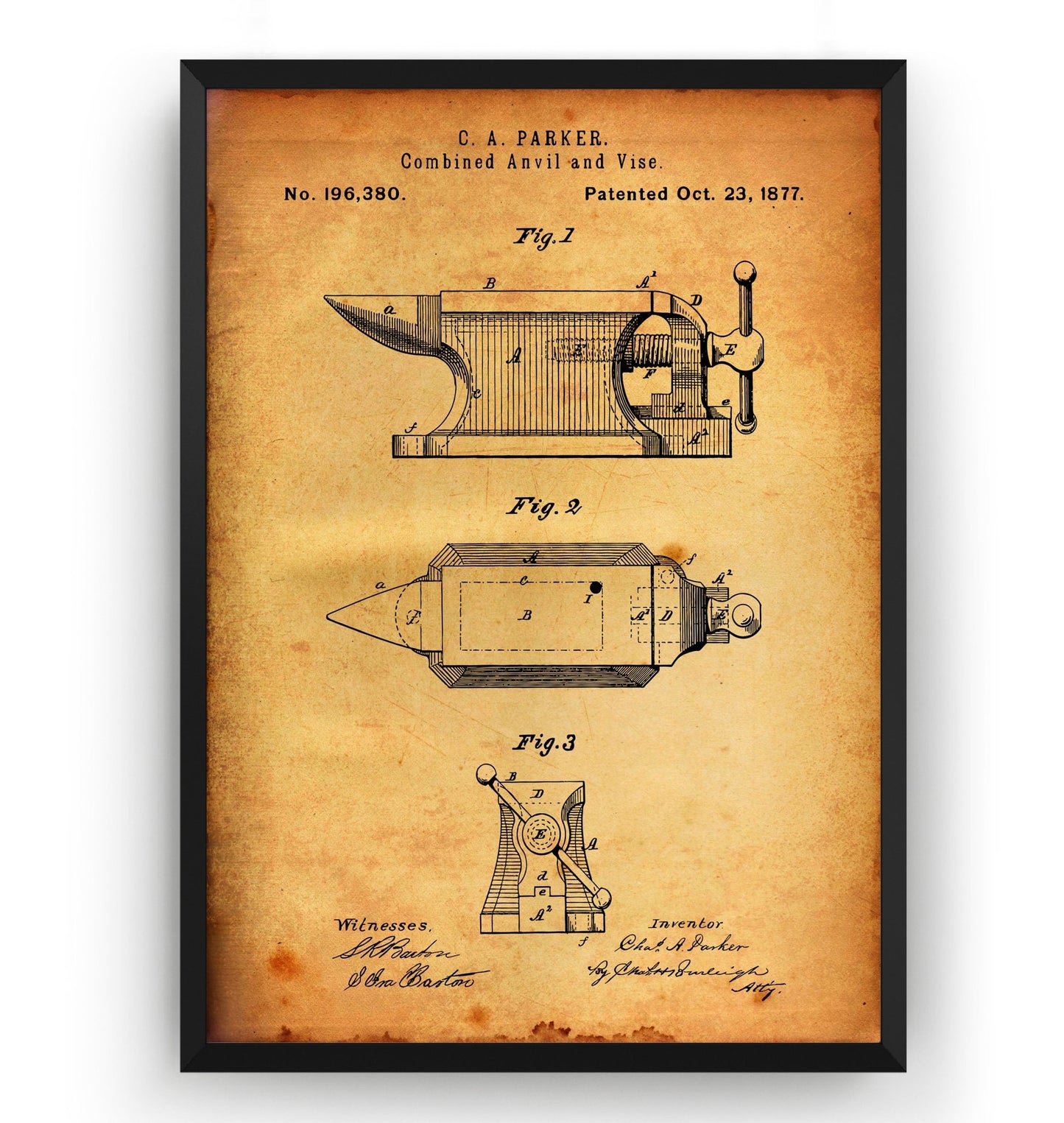 Combined Anvil And Vise 1877 Patent Print - Magic Posters