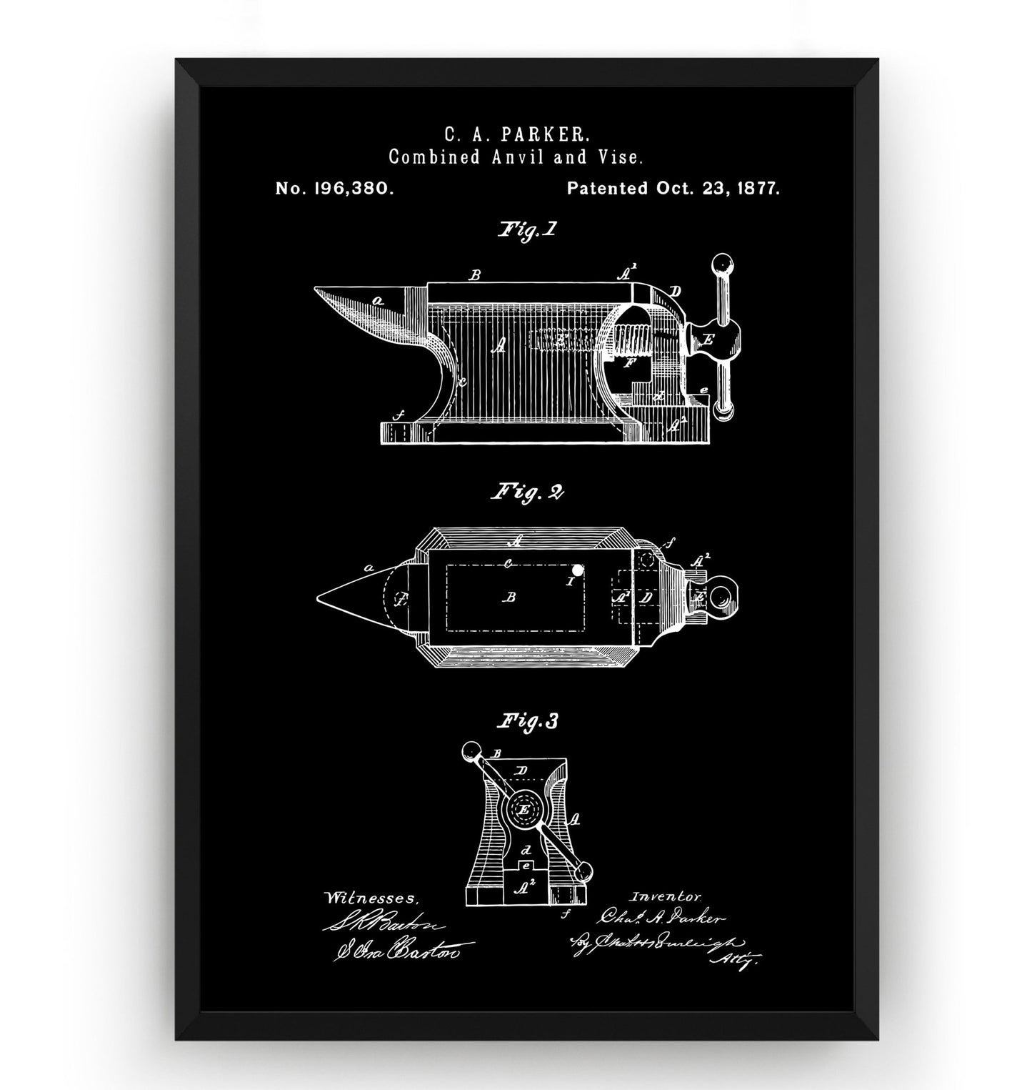 Combined Anvil And Vise 1877 Patent Print - Magic Posters