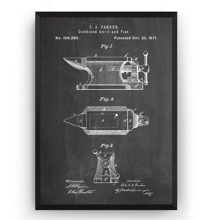 Combined Anvil And Vise 1877 Patent Print - Magic Posters