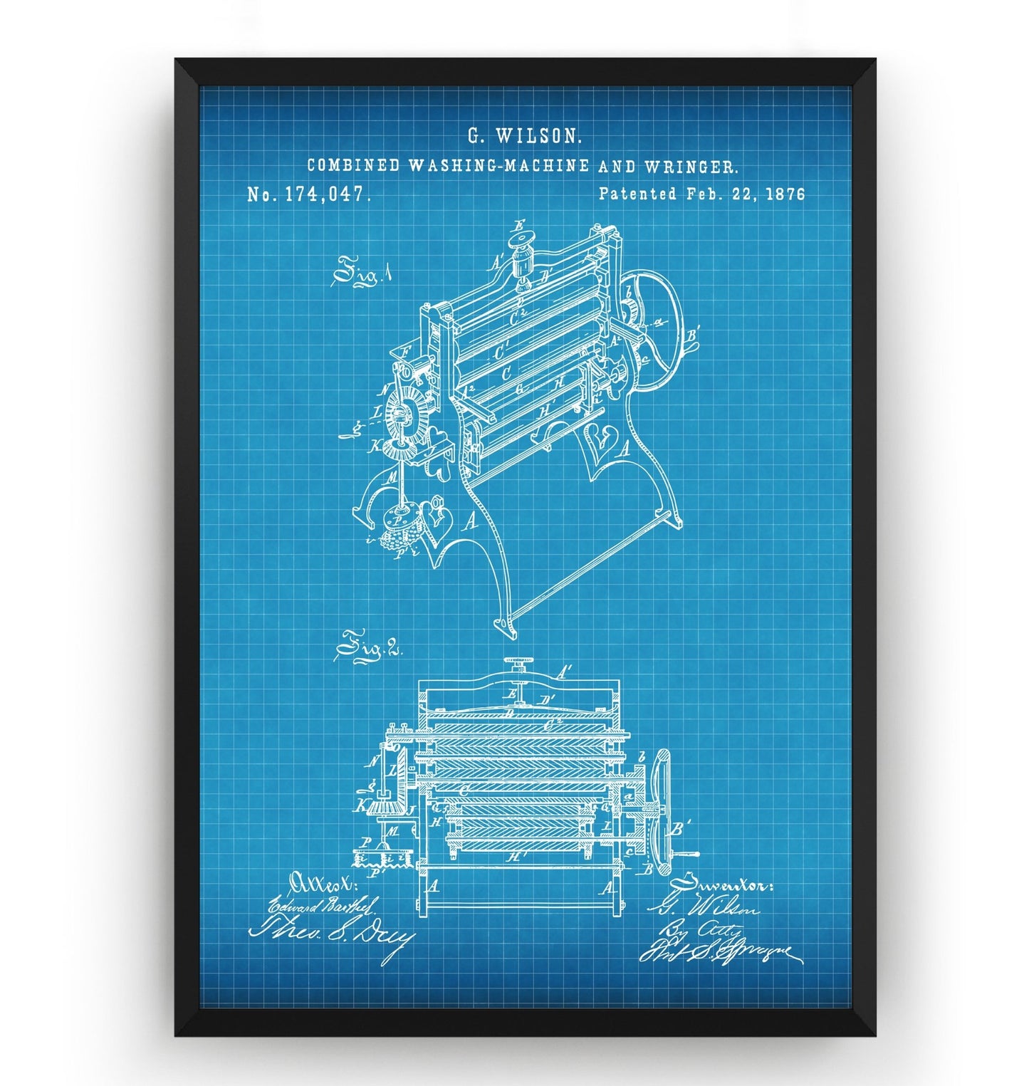 Combined Washing Machine And Wringer 1876 Patent Print - Magic Posters