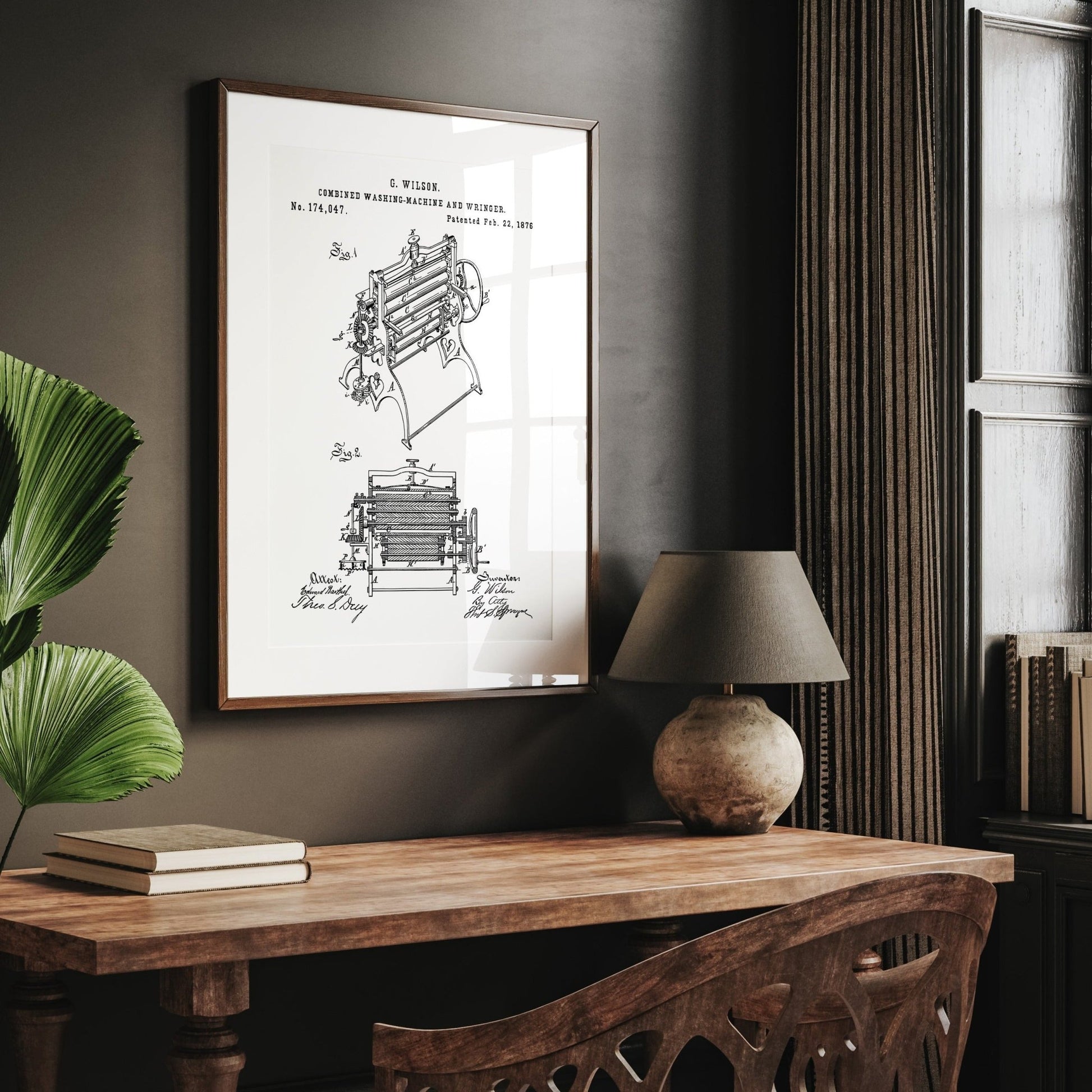 Combined Washing Machine And Wringer 1876 Patent Print - Magic Posters